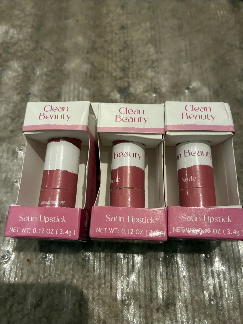 Satin Lipstick - Nude Pink 3pc set